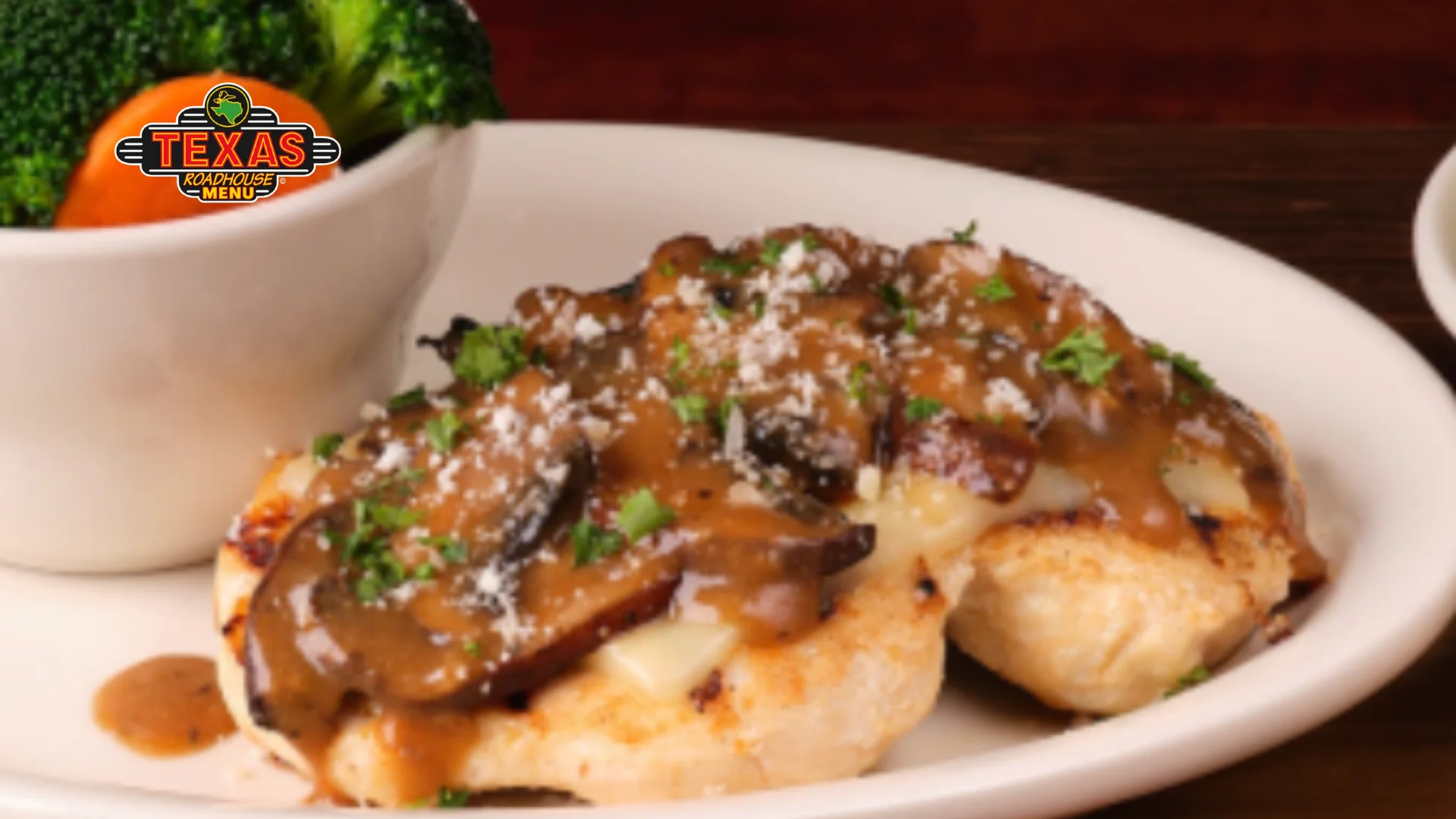 Portobello Mushroom Chicken topping with delicious sauces, and salad